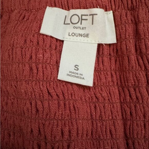 Women's LOFT Lounge Shift coral pink/salmon, v-neck midi Dress, Size S - Picture 12 of 13